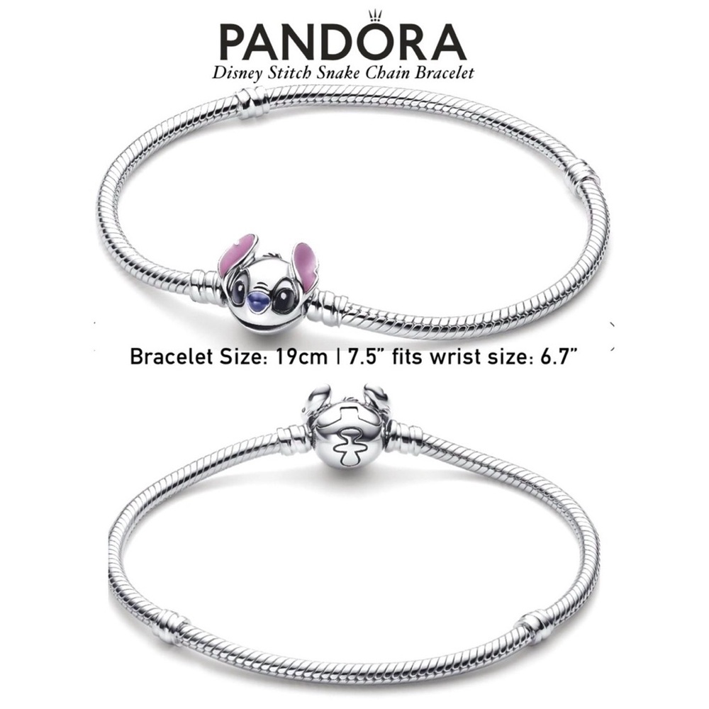 PANDORA Disney Stitch Snake Chain Bracelet (19cm|7.5”) w/box